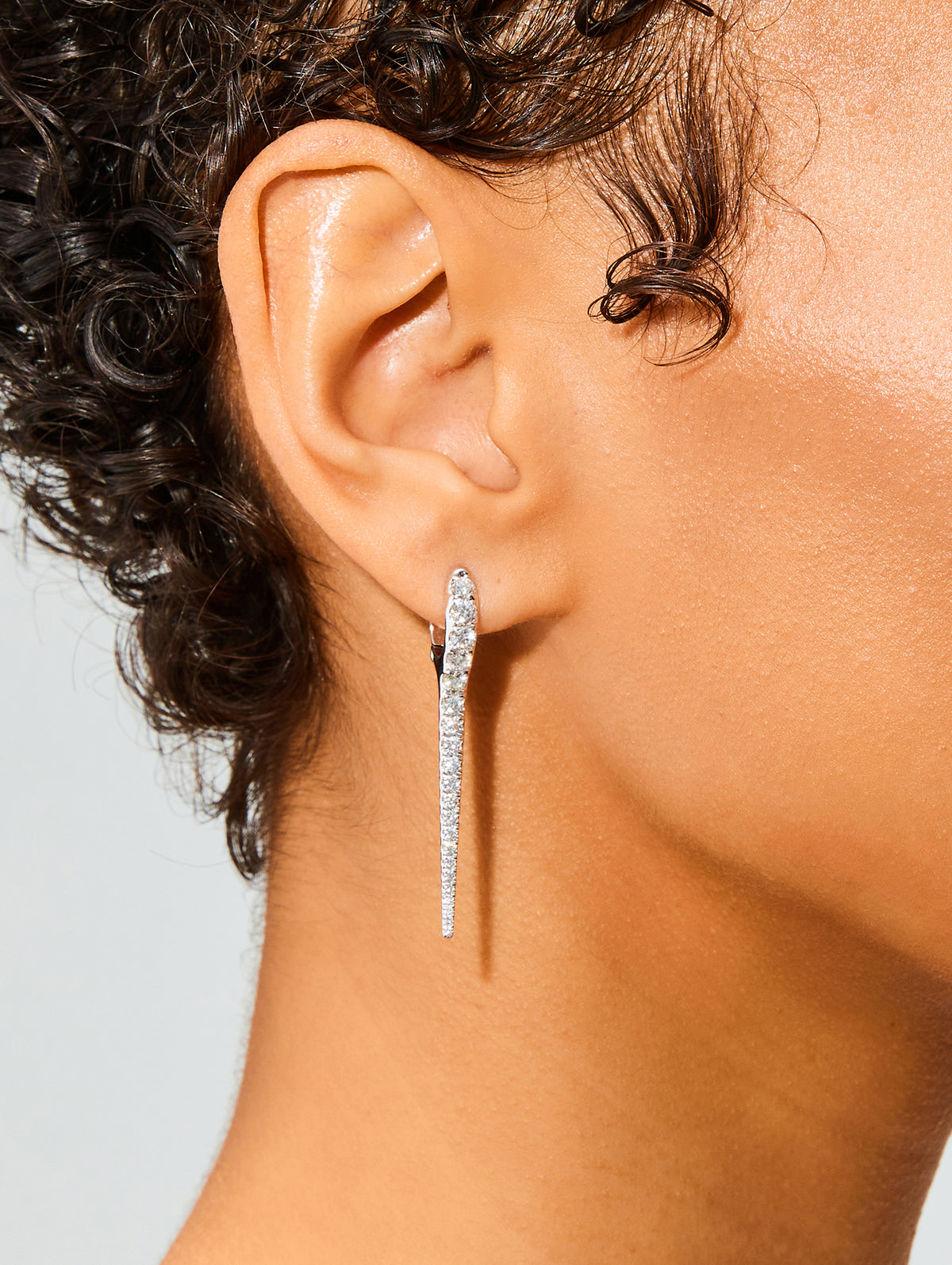 Medium Lola Needle Earrings,MELISSA KAYE,WHITE GOLD,Image 2