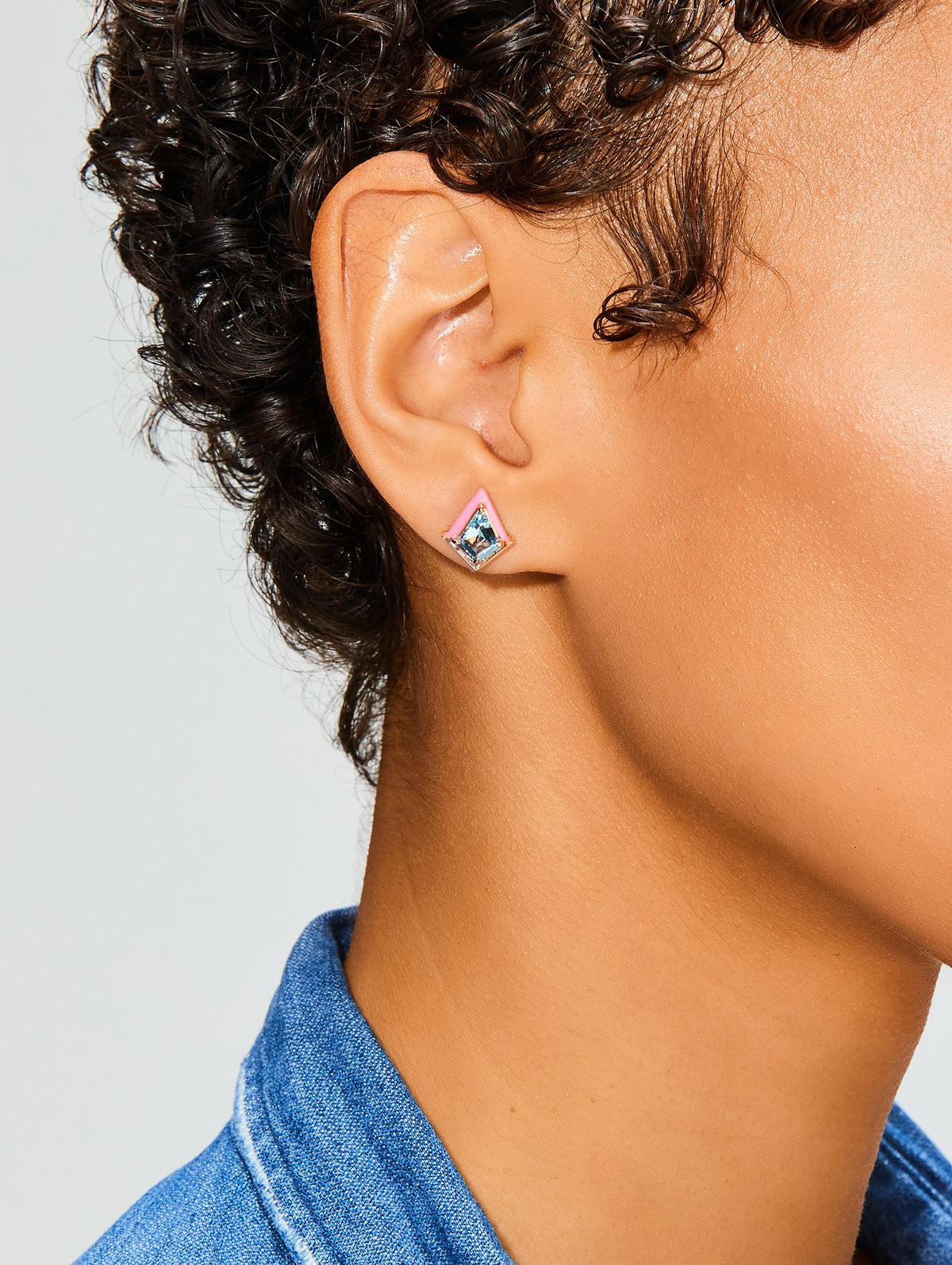 Aquamarine and Diamond Twinkle Studs,EMILY P WHEELER,ROSE GOLD,Image 2