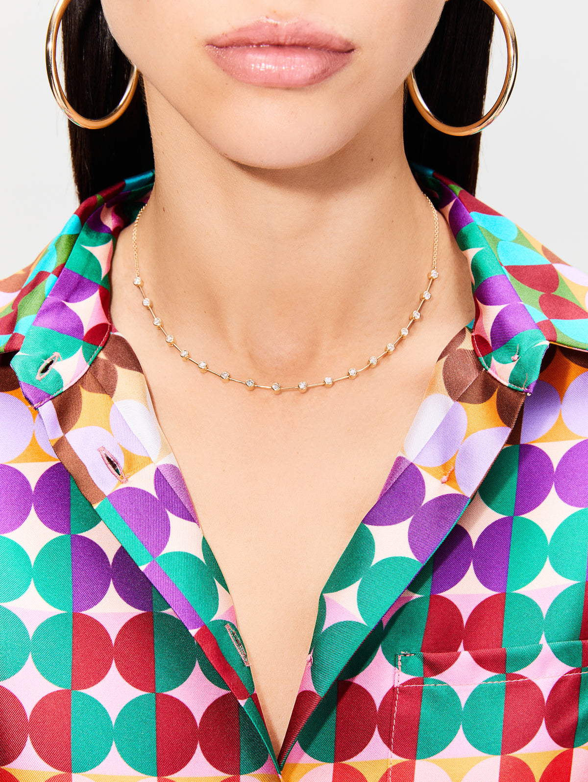 Bezel Diamond Necklace,SHYLEE ROSE,YELLOW GOLD,Image 2