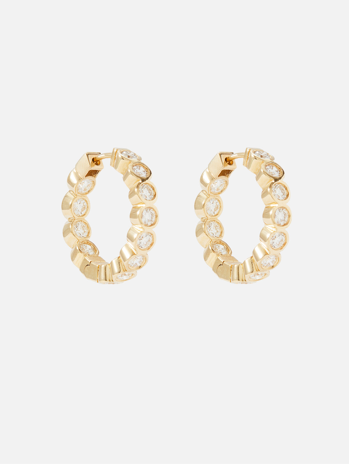Bezel Diamond Hoops,SHYLEE ROSE,YELLOW GOLD,Image 3