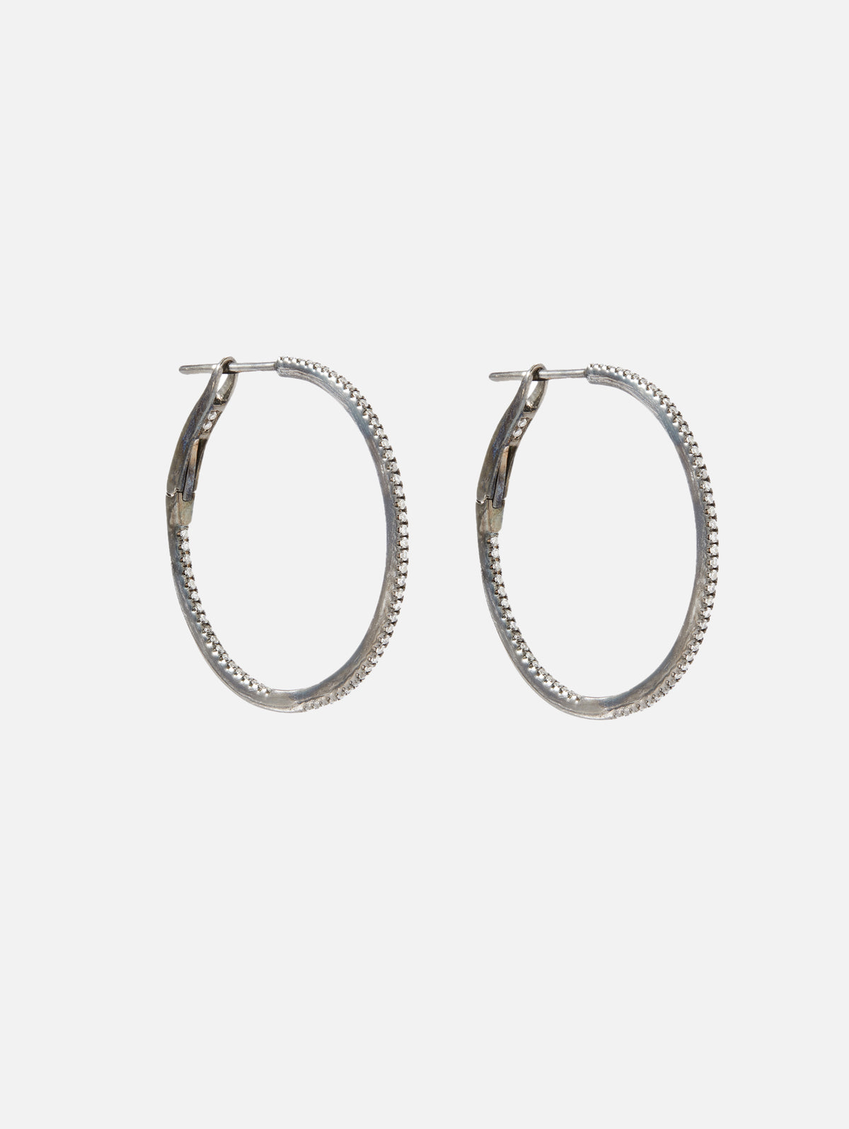1" Pave Diamond Hoops,SHYLEE ROSE,BLACK GOLD,Image 1