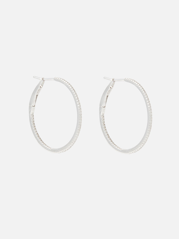 1" Pave Diamond Hoops,SHYLEE ROSE,WHITE GOLD,Image 1