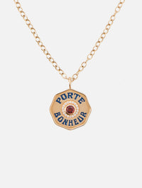 Large Garnet Porte Bonheur Necklace,MARLO LAZ,YELLOW GOLD,Image 1