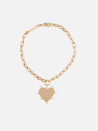 7 Prong Diamond Heart Charm Bracelet,ZOE CHICCO,YELLOW GOLD,Image 3