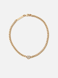 Floating Heart Shaped Diamond Small Curb Chain Bracelet,ZOE CHICCO,YELLOW GOLD,Image 3