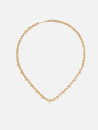 Graduated Prong Diamonds Medium Curb Chain Necklace,ZOE CHICCO,YELLOW GOLD,Image 1