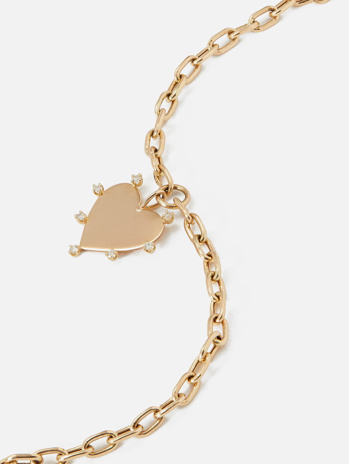 7 Prong Diamond Heart Charm Bracelet,ZOE CHICCO,YELLOW GOLD,Image 4