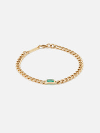 Medium Curb Chain Emerald Bezel Bracelet,ZOE CHICCO,YELLOW GOLD,Image 1
