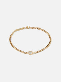 Floating Heart Shaped Diamond Small Curb Chain Bracelet,ZOE CHICCO,YELLOW GOLD,Image 1