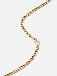 Floating Heart Shaped Diamond Small Curb Chain Bracelet,ZOE CHICCO,YELLOW GOLD,Image 4