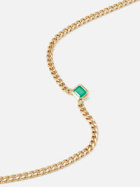 Medium Curb Chain Emerald Cut Emerald Bezel Necklace,ZOE CHICCO,YELLOW GOLD,Image 2