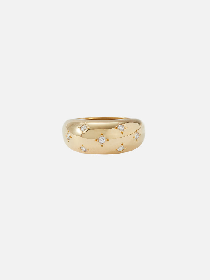 Scattered Star Set Diamonds Medium Aura Ring,ZOE CHICCO,YELLOW GOLD,Image 1