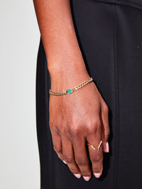 Medium Curb Chain Emerald Bezel Bracelet,ZOE CHICCO,YELLOW GOLD,Image 2