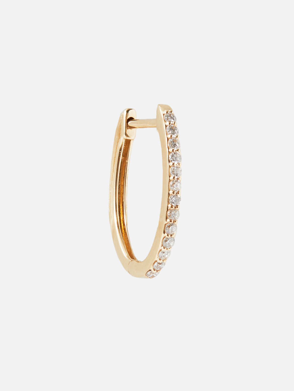 Single Classic Small Oval Pave Hoop,THREE STORIES JEWELRY,YELLOW GOLD,Image 1
