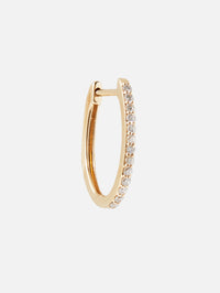 Single Classic Small Oval Pave Hoop,THREE STORIES JEWELRY,YELLOW GOLD,Image 1