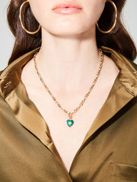 Trust Your Heart Tablet Pendant Malachite & Emerald,THREE STORIES JEWELRY,YELLOW GOLD,Image 2