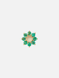 Single Tiny Emerald Flower Charm,THREE STORIES JEWELRY,YELLOW GOLD,Image 1