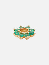 Single Tiny Emerald Flower Charm,THREE STORIES JEWELRY,YELLOW GOLD,Image 3