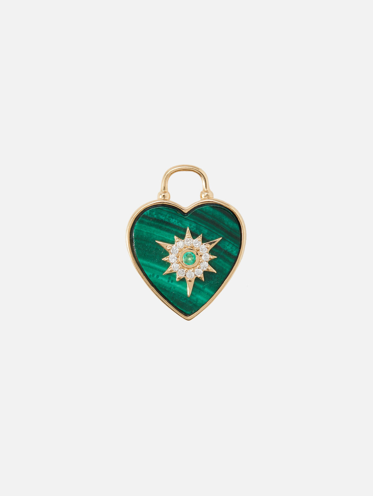 Trust Your Heart Tablet Pendant Malachite & Emerald,THREE STORIES JEWELRY,YELLOW GOLD,Image 1