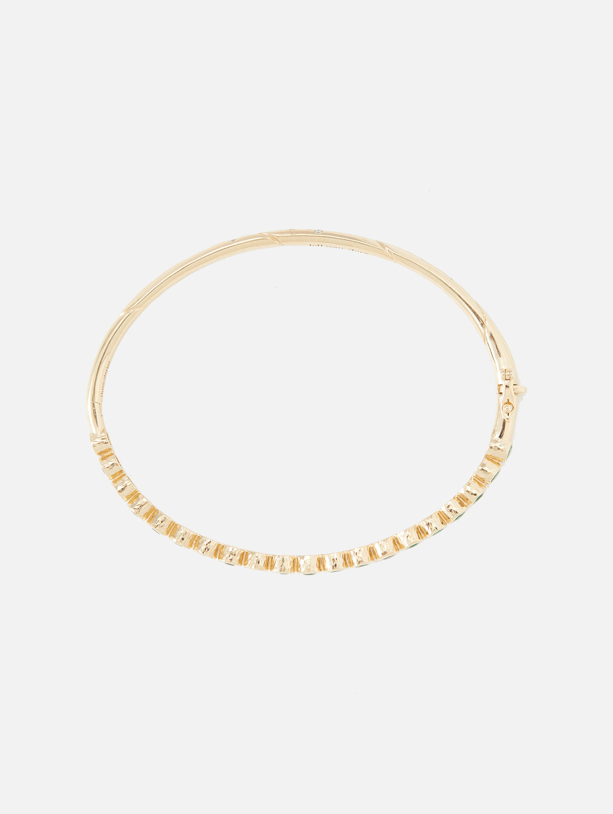 Classic Bezel Set Emerald Bangle,THREE STORIES JEWELRY,YELLOW GOLD,Image 4