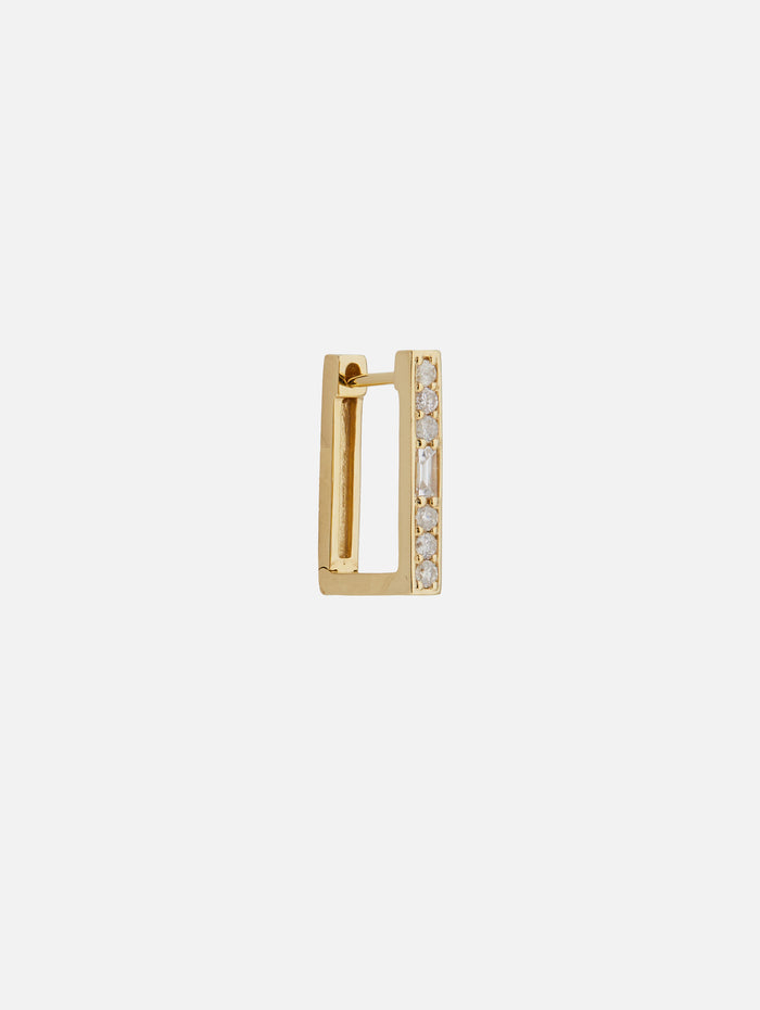 Single Rectangular Diamond Hoop,THREE STORIES JEWELRY,YELLOW GOLD,Image 1