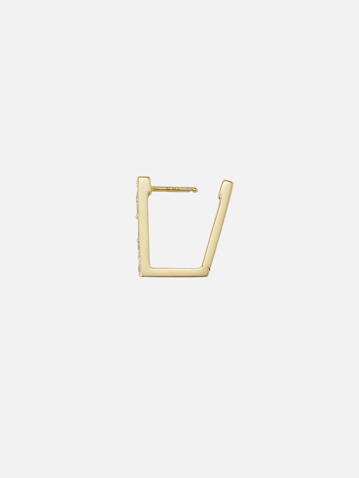 Single Rectangular Diamond Hoop,THREE STORIES JEWELRY,YELLOW GOLD,Image 4