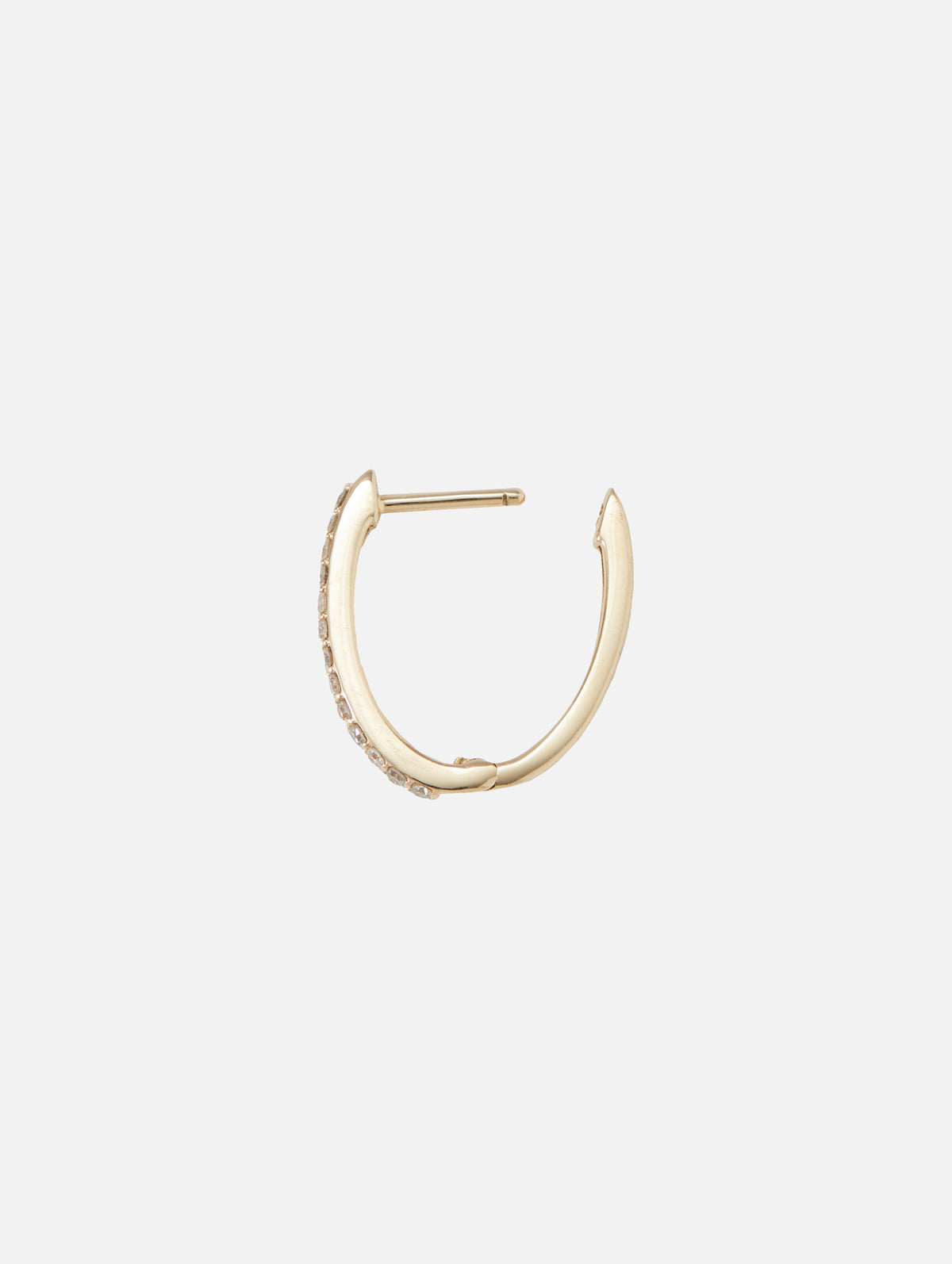 Single Classic Small Oval Pave Hoop,THREE STORIES JEWELRY,YELLOW GOLD,Image 4