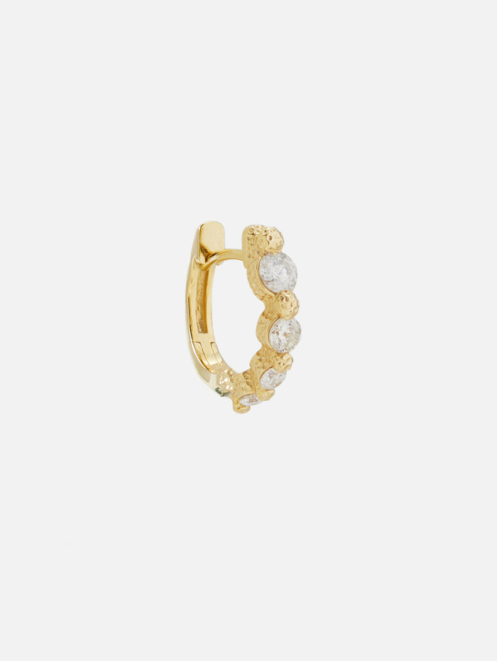 Single Timeless Small Graduated Diamond Hoop,THREE STORIES JEWELRY,YELLOW GOLD,Image 1