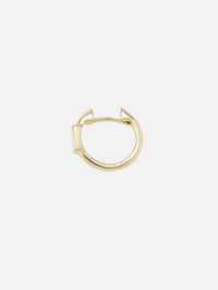 Single Classic Baguette Huggie Hoop,THREE STORIES JEWELRY,YELLOW GOLD,Image 3
