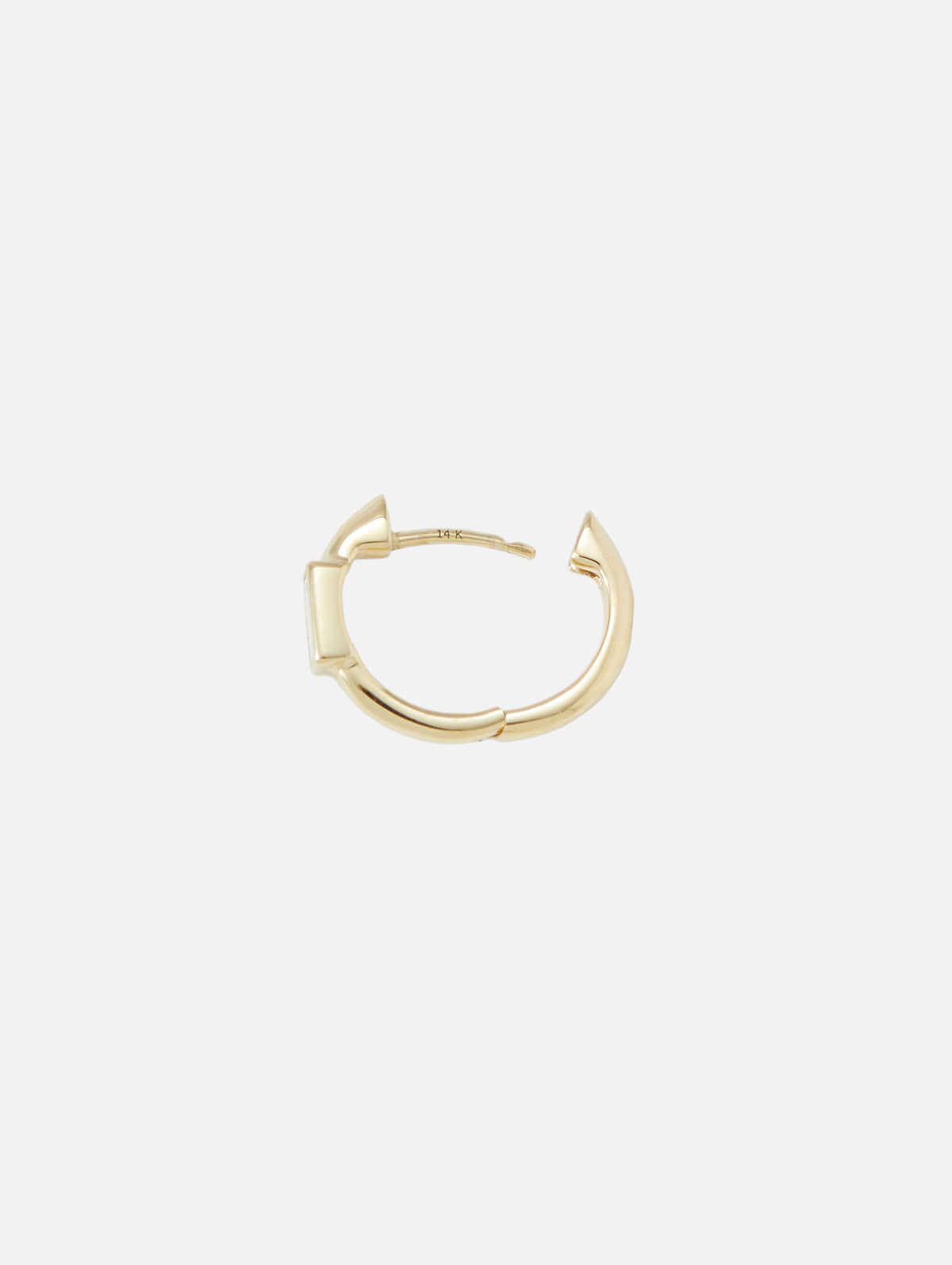 Single Classic Baguette Huggie Hoop,THREE STORIES JEWELRY,YELLOW GOLD,Image 4