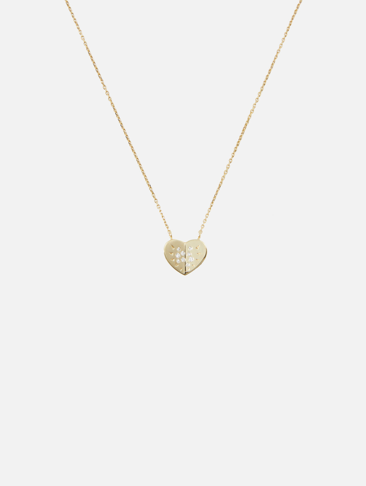 Small Love Explosion Heart Necklace,THREE STORIES JEWELRY,YELLOW GOLD,Image 1