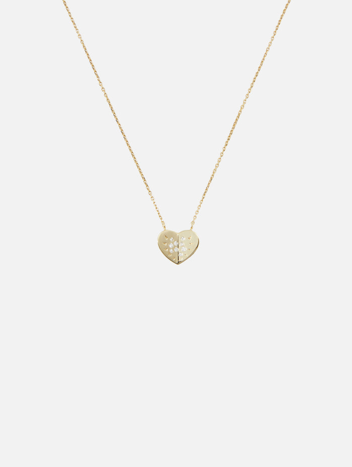 Small Love Explosion Heart Necklace,THREE STORIES JEWELRY,YELLOW GOLD,Image 1