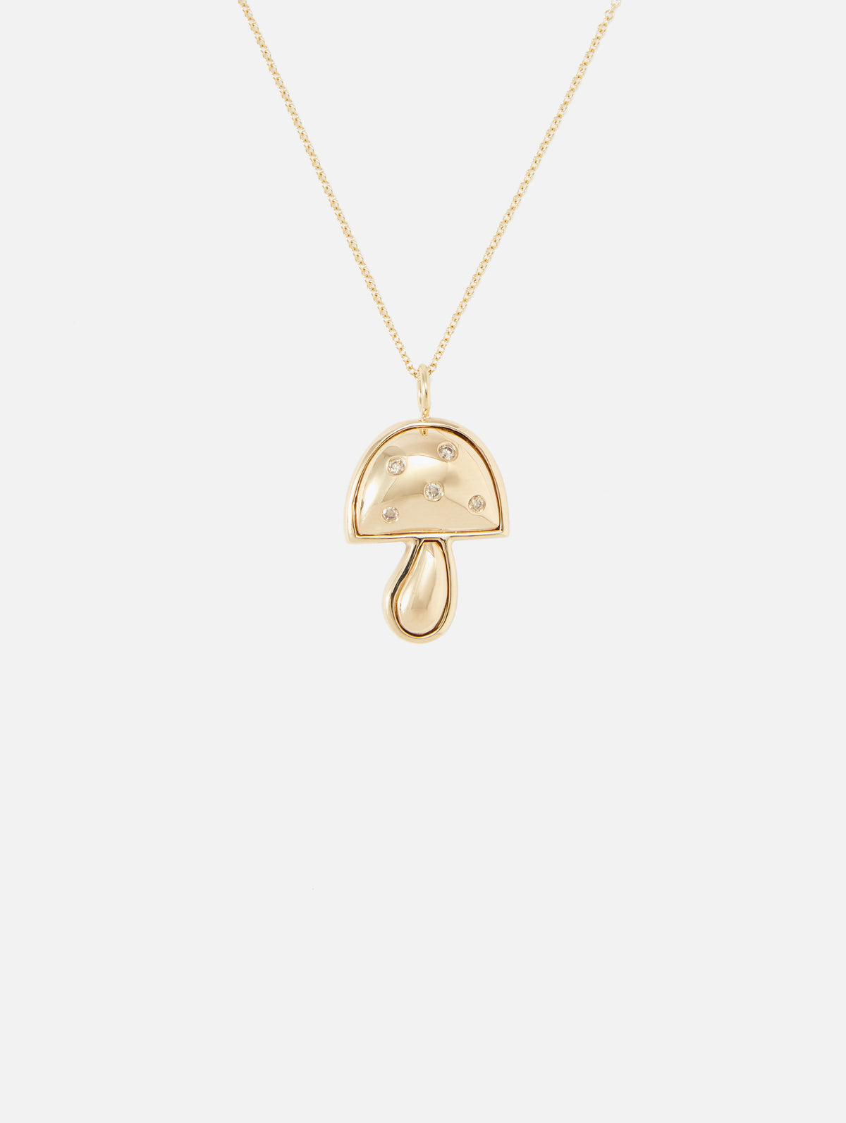 Mini Gold Mushroom Necklace,BRENT NEALE,YELLOW GOLD,Image 1