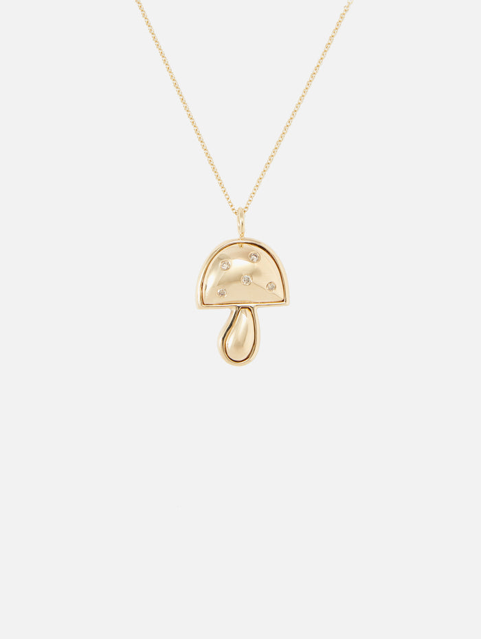Mini Gold Mushroom Necklace,BRENT NEALE,YELLOW GOLD,Image 1