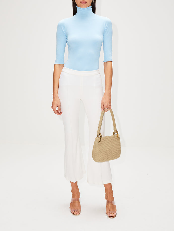 Pull On Cropped Flare Pant,ROSETTA GETTY,WHITE,Image 1