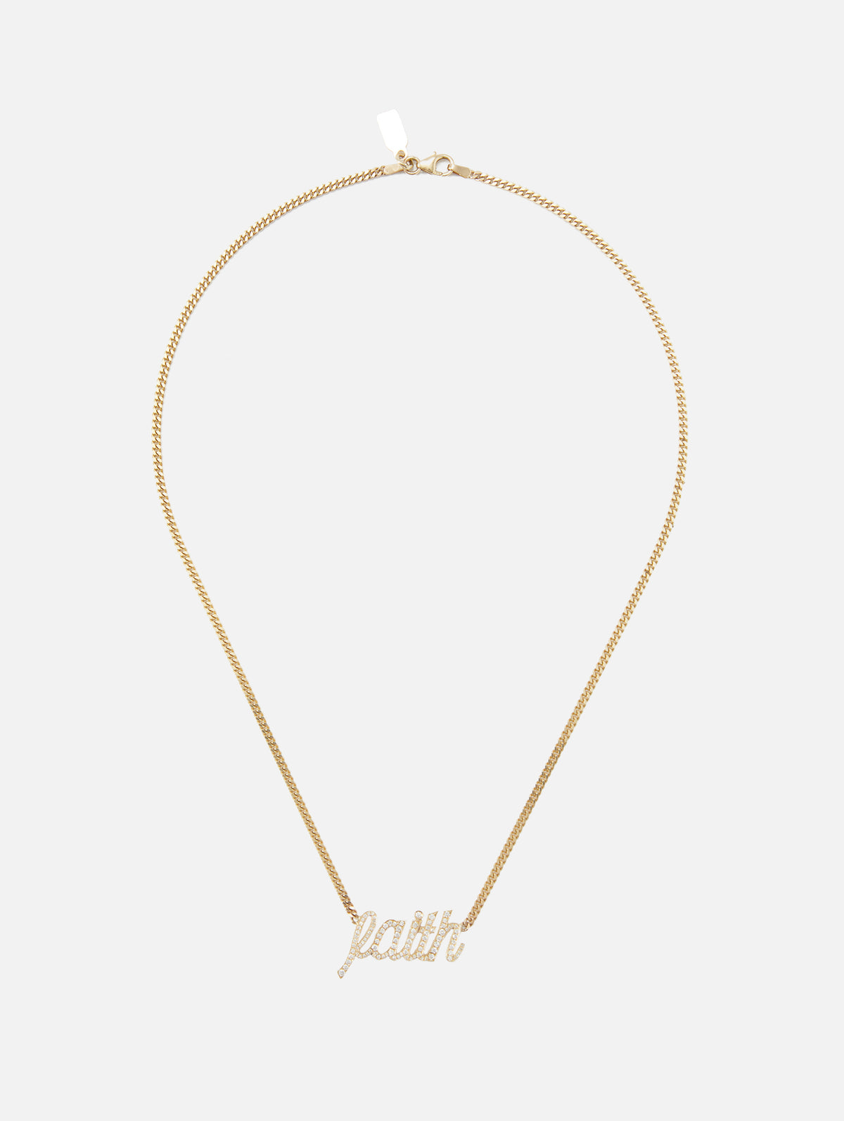 Faith Small La Firma Diamond Necklace,RENVI,YELLOW GOLD,Image 3