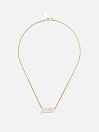 Faith Small La Firma Diamond Necklace,RENVI,YELLOW GOLD,Image 3