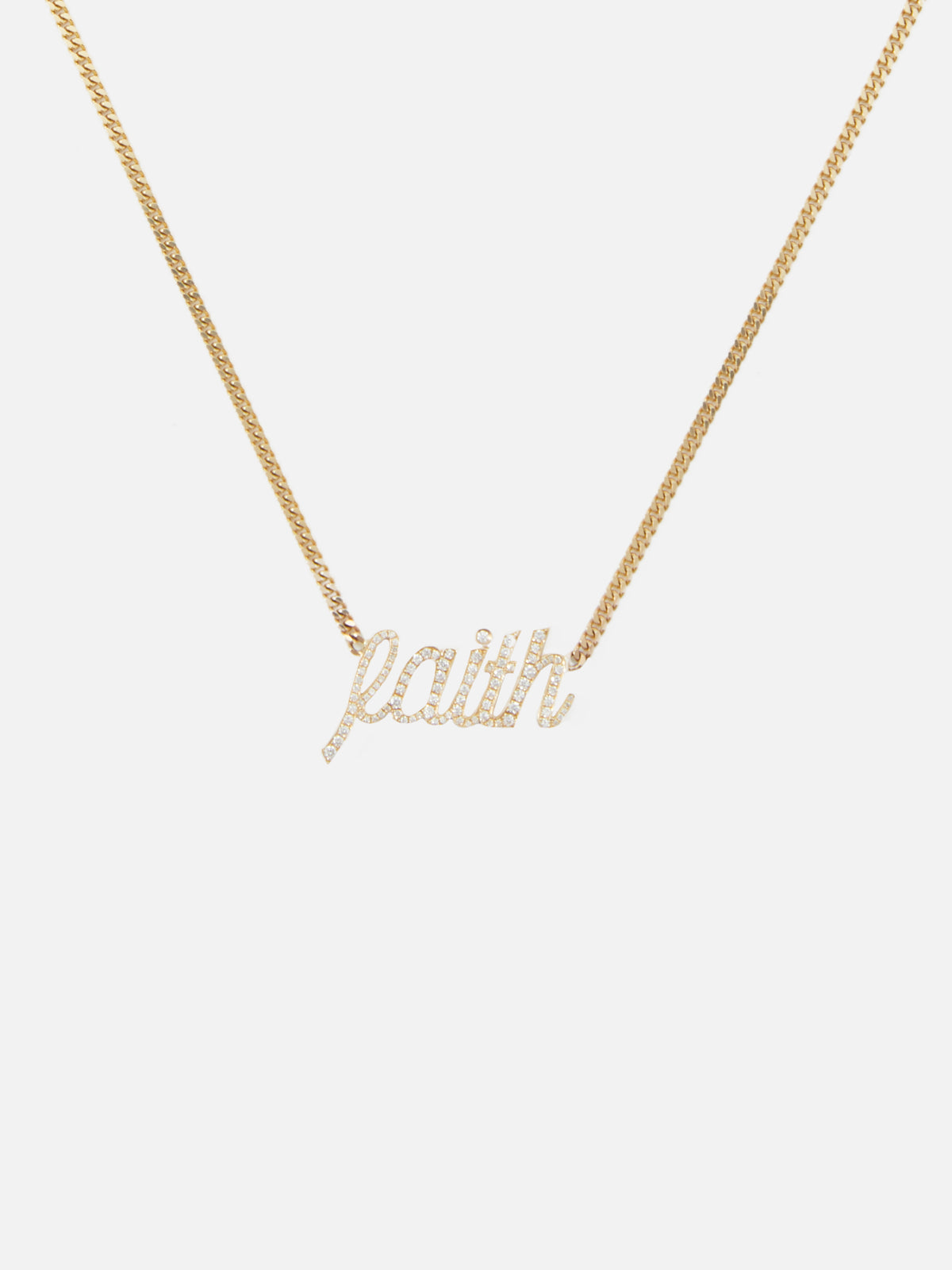 Faith Small La Firma Diamond Necklace,RENVI,YELLOW GOLD,Image 1