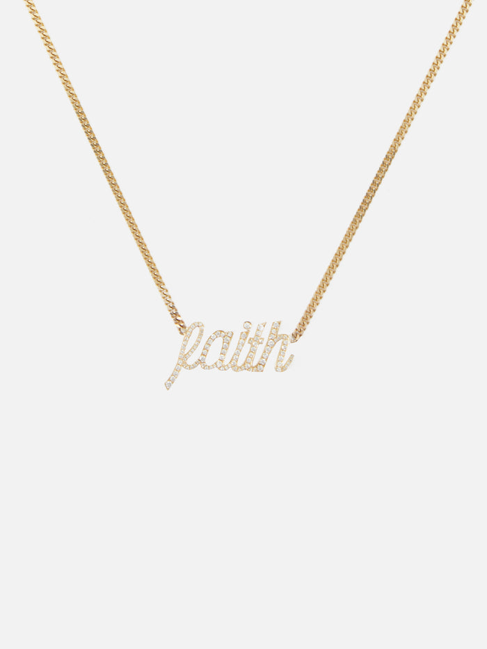 Faith Small La Firma Diamond Necklace,RENVI,YELLOW GOLD,Image 1