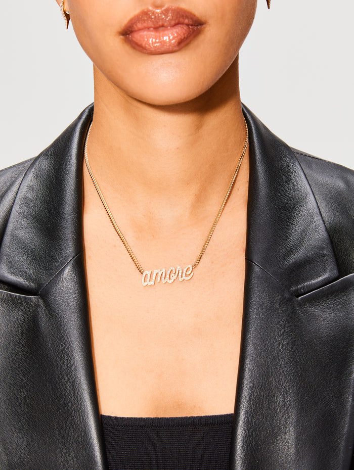 Amore Large La Firma Diamond Necklace,RENVI,YELLOW GOLD,Image 1