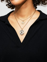 Large Black Diamond Porte Bonheur Necklace,MARLO LAZ,YELLOW GOLD,Image 2