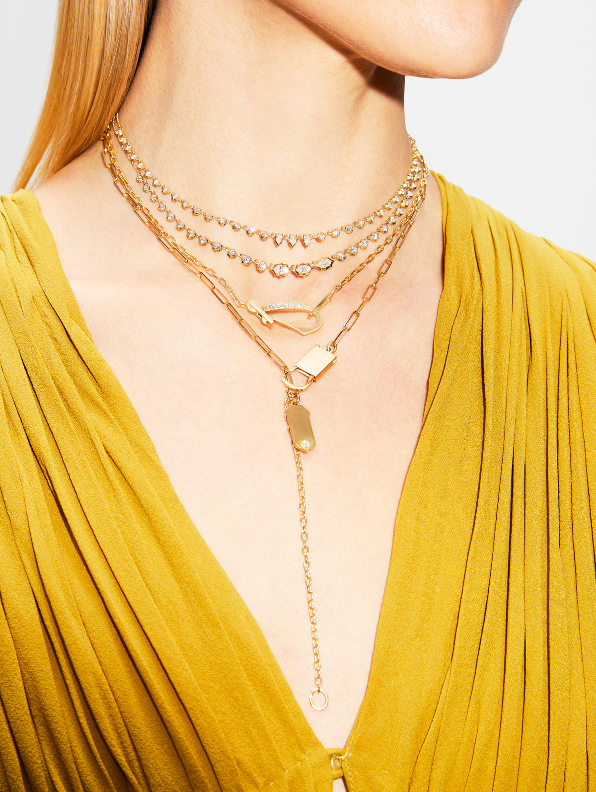 Diamond Lola Necklace,JADE TRAU,YELLOW GOLD,Image 2
