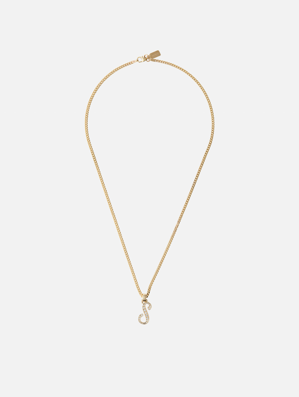 Large Single Initial La Firma Necklace S,RENVI,YELLOW GOLD,Image 3