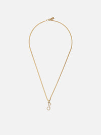 Large Single Initial La Firma Necklace S,RENVI,YELLOW GOLD,Image 3