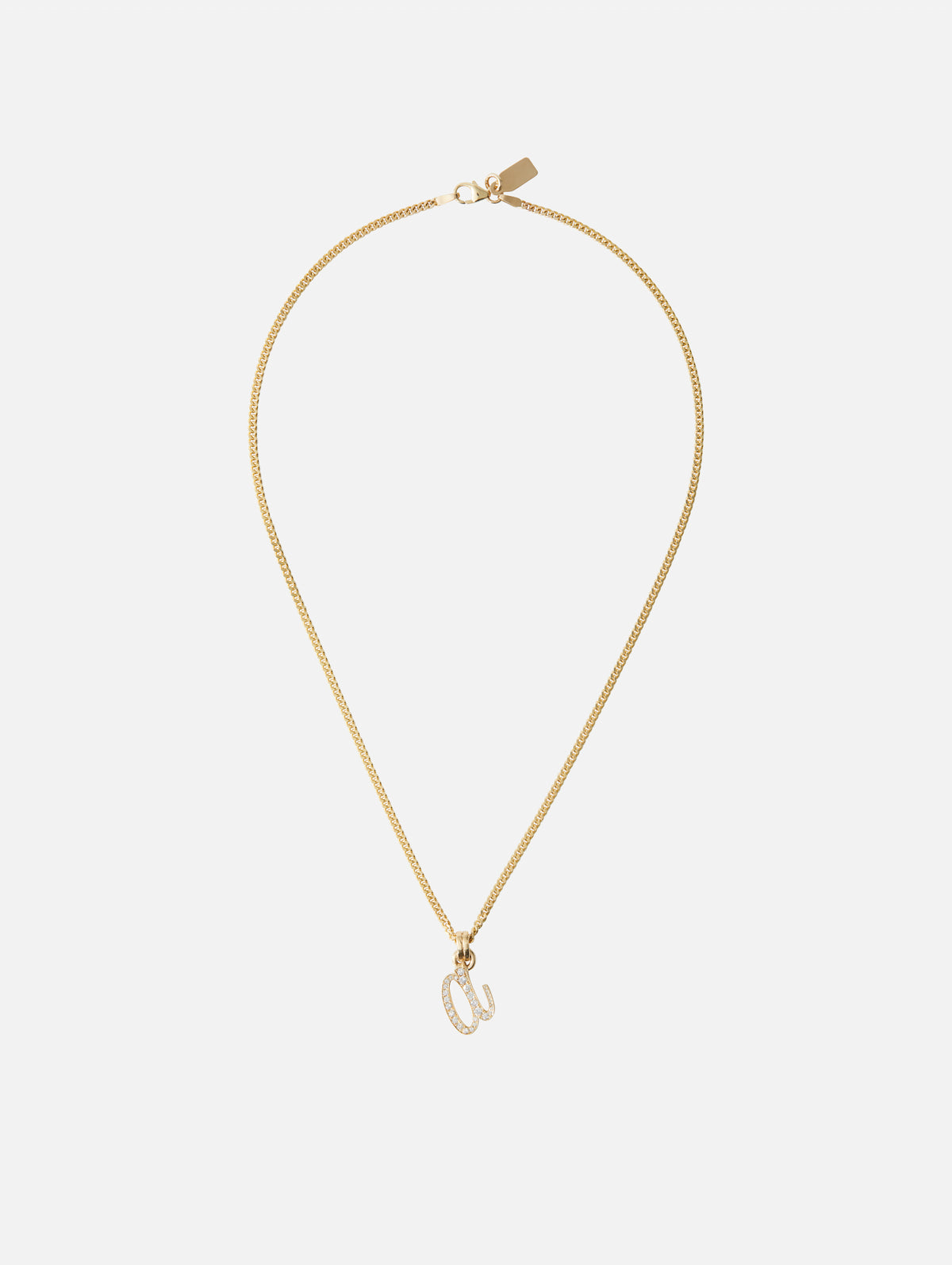 Small Single Initial La Firma Necklace,RENVI,YELLOW GOLD,Image 3