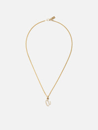 Small Single Initial La Firma Necklace,RENVI,YELLOW GOLD,Image 3