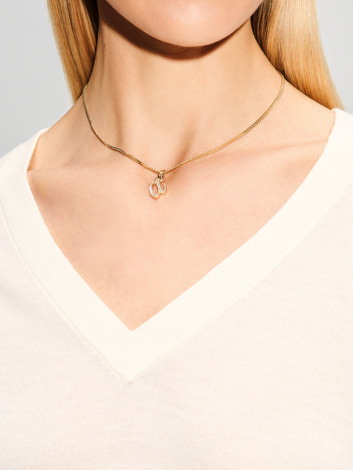 Small Single Initial La Firma Necklace,RENVI,YELLOW GOLD,Image 1