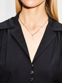 Large Single Initial La Firma Necklace S,RENVI,YELLOW GOLD,Image 2