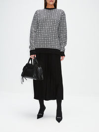 Pleated Elastic Skirt,CO,BLACK,Image 2