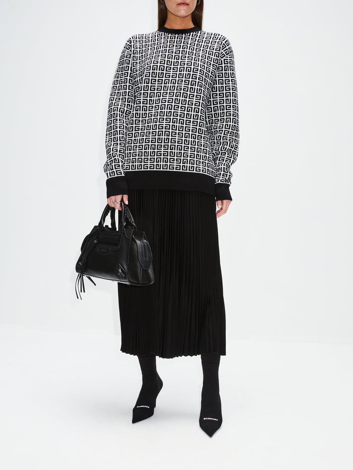 Pleated Elastic Skirt,CO,BLACK,Image 1